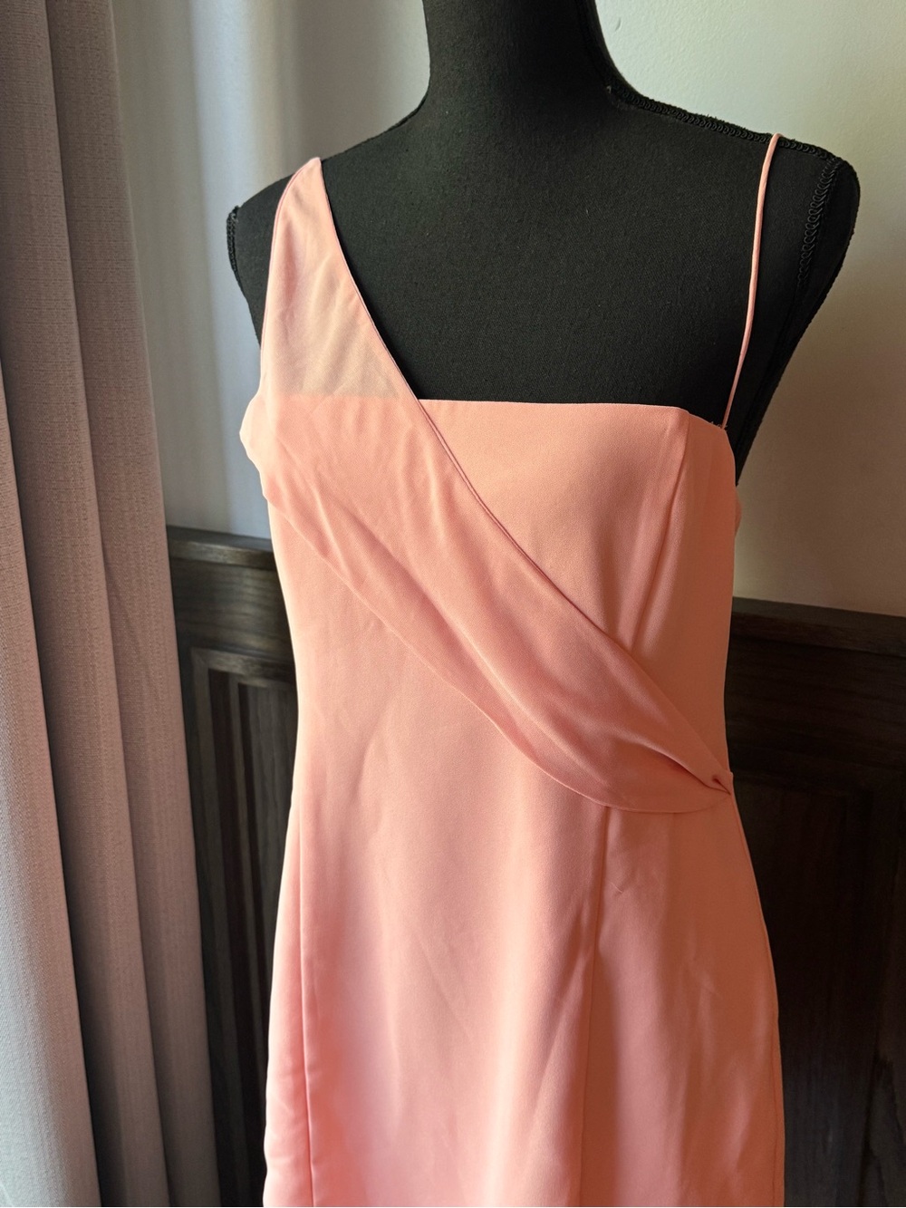 NBD Blush Peach Asymmetric Ruffle-Hem Mini Dress - Picture 3 of 9